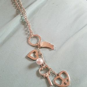 Heart and peace sign necklace